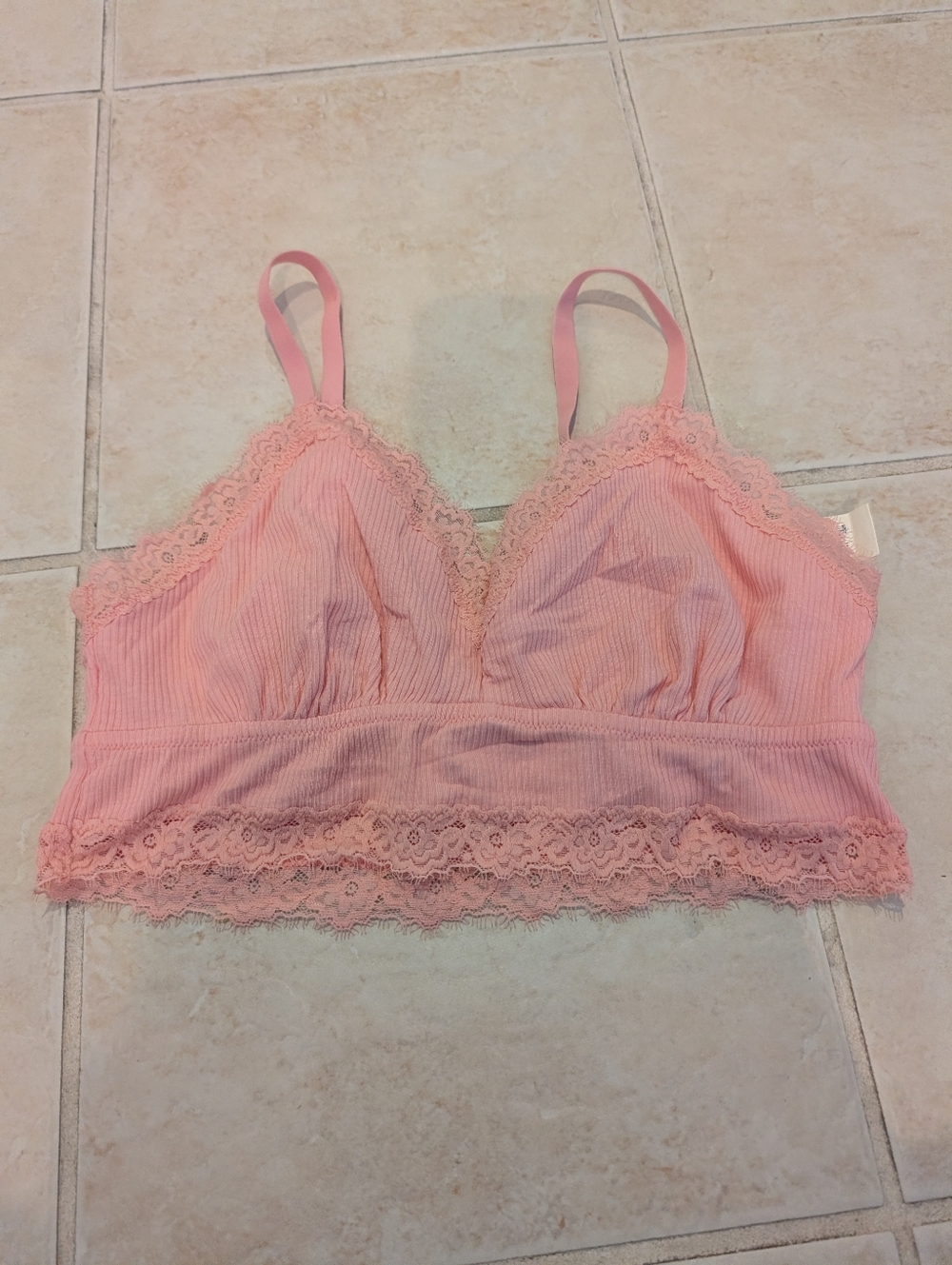 Aerie Soft Lace Trim Bralette - Pink
